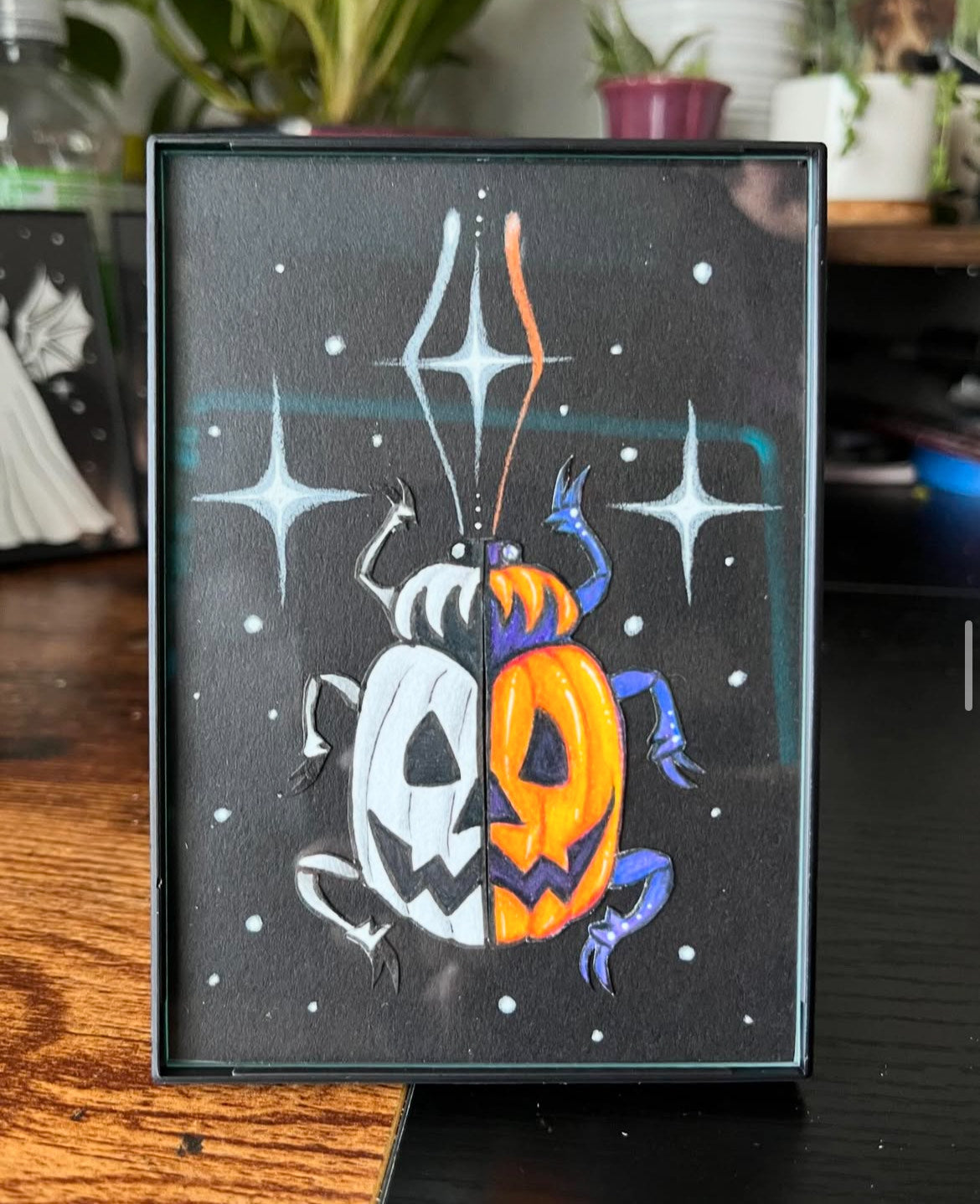 Spooky Pumpkin Beetle Original Art